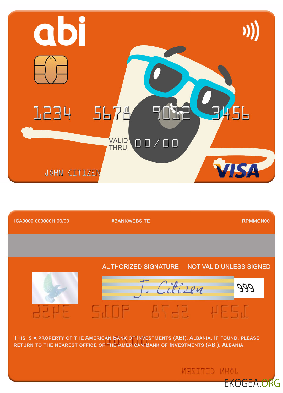 Carte visa Albanie de l'American Bank of Investments (ABI)